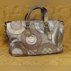 Coach tan and silver purse